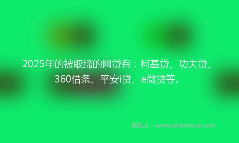 2025年的被取缔的网贷有：柯基贷、功夫贷、360借条、平安i贷、e微贷等。