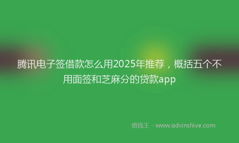 腾讯电子签借款怎么用2025年推荐，概括五个不用面签和芝麻分的贷款app
