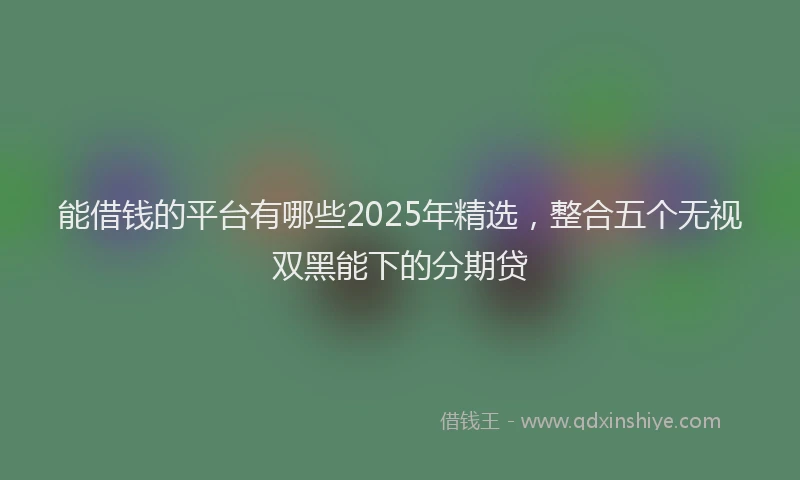 能借钱的平台有哪些2025年精选，整合五个无视双黑能下的分期贷