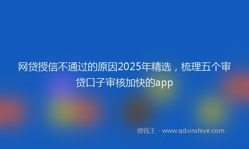 网贷授信不通过的原因2025年精选，梳理五个审贷口子审核加快的app
