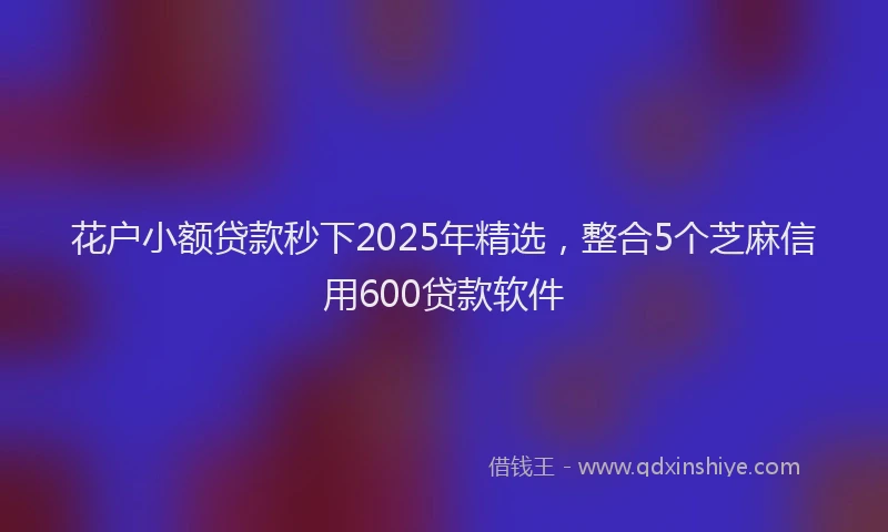 花户小额贷款秒下2025年精选，整合5个芝麻信用600贷款软件