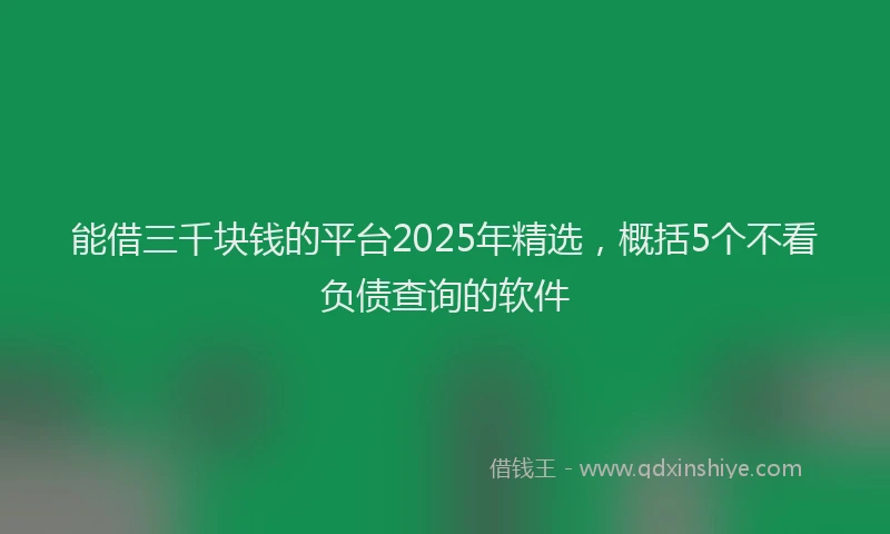 能借三千块钱的平台2025年精选，概括5个不看负债查询的软件