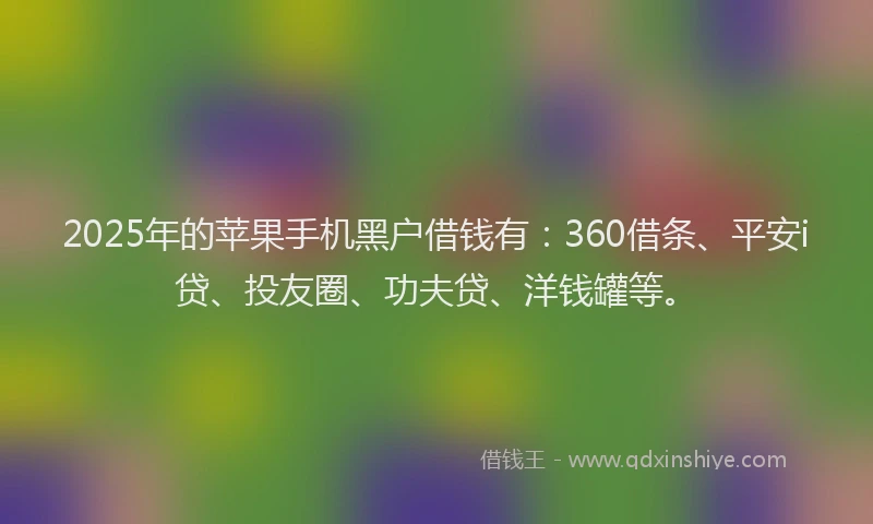 2025年的苹果手机黑户借钱有：360借条、平安i贷、投友圈、功夫贷、洋钱罐等。