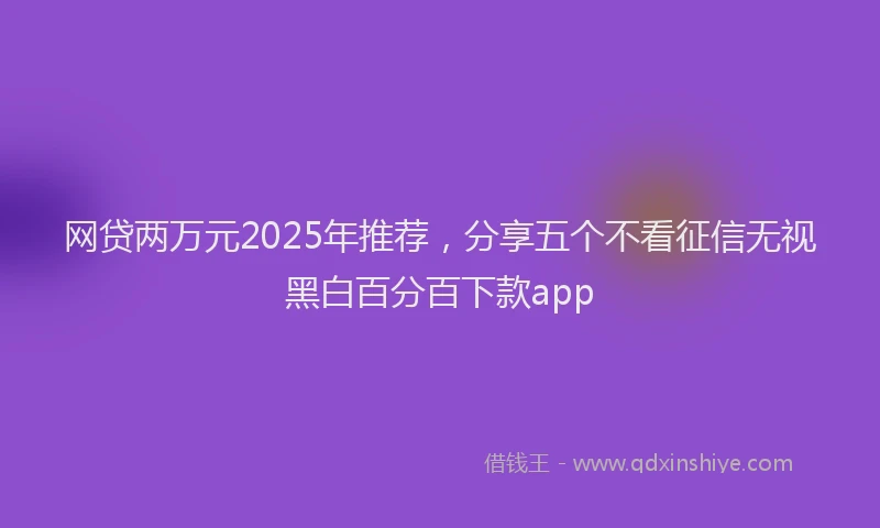 网贷两万元2025年推荐，分享五个不看征信无视黑白百分百下款app