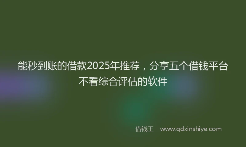能秒到账的借款2025年推荐，分享五个借钱平台不看综合评估的软件