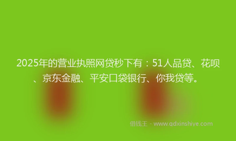 2025年的营业执照网贷秒下有：51人品贷、花呗、京东金融、平安口袋银行、你我贷等。