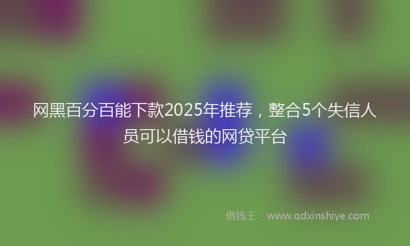 网黑百分百能下款2025年推荐，整合5个失信人员可以借钱的网贷平台