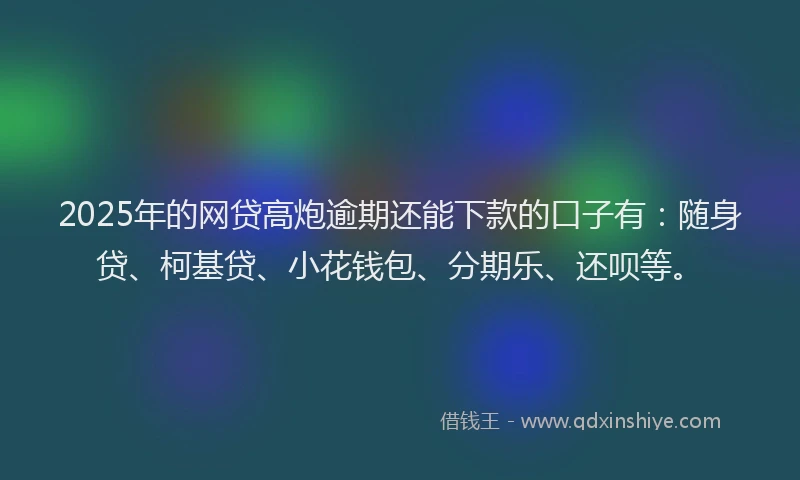 2025年的网贷高炮逾期还能下款的口子有：随身贷、柯基贷、小花钱包、分期乐、还呗等。