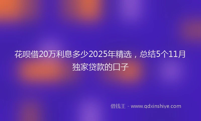 花呗借20万利息多少2025年精选，总结5个11月独家贷款的口子