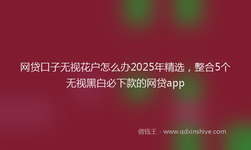 网贷口子无视花户怎么办2025年精选，整合5个无视黑白必下款的网贷app