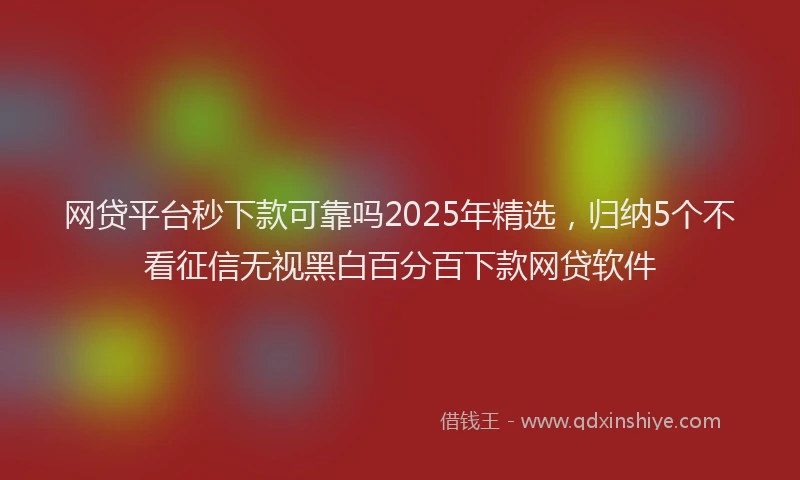 网贷平台秒下款可靠吗2025年精选，归纳5个不看征信无视黑白百分百下款网贷软件
