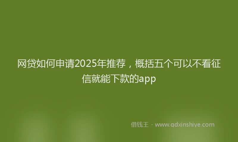 网贷如何申请2025年推荐，概括五个可以不看征信就能下款的app