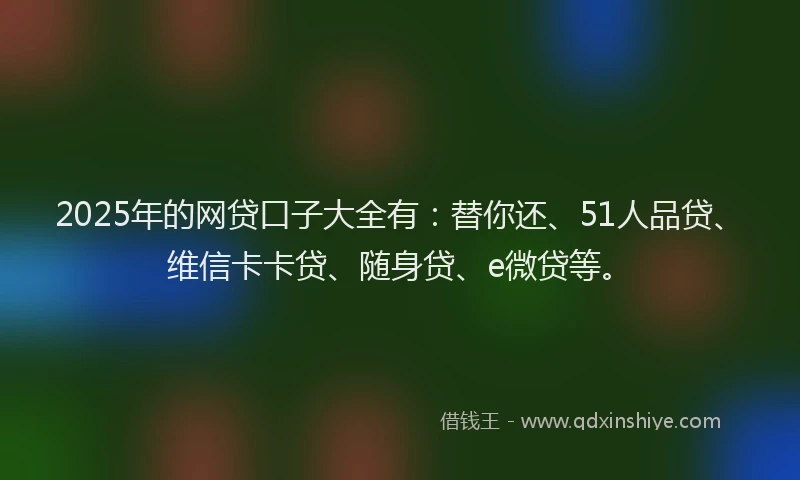 2025年的网贷口子大全有：替你还、51人品贷、维信卡卡贷、随身贷、e微贷等。