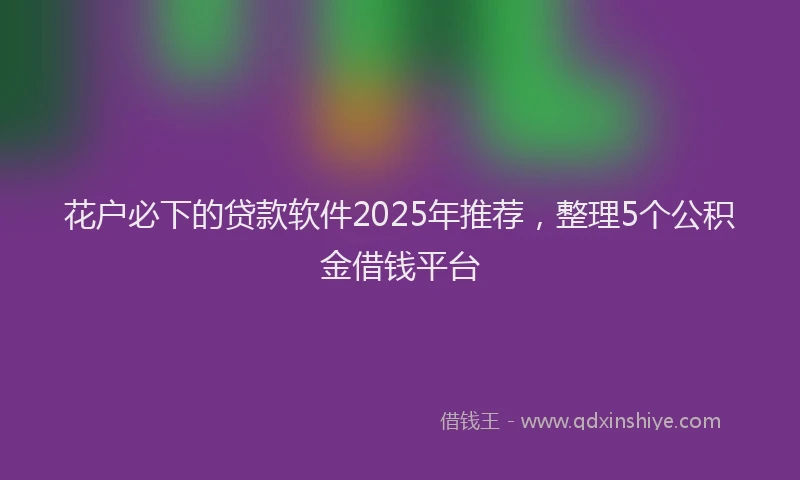花户必下的贷款软件2025年推荐，整理5个公积金借钱平台