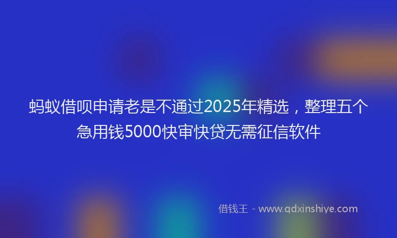 蚂蚁借呗申请老是不通过2025年精选，整理五个急用钱5000快审快贷无需征信软件