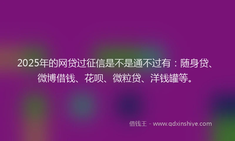 2025年的网贷过征信是不是通不过有：随身贷、微博借钱、花呗、微粒贷、洋钱罐等。