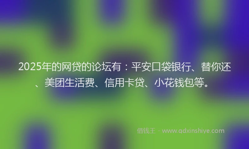 2025年的网贷的论坛有：平安口袋银行、替你还、美团生活费、信用卡贷、小花钱包等。