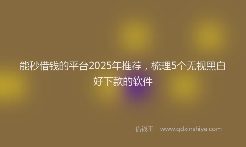 能秒借钱的平台2025年推荐，梳理5个无视黑白好下款的软件