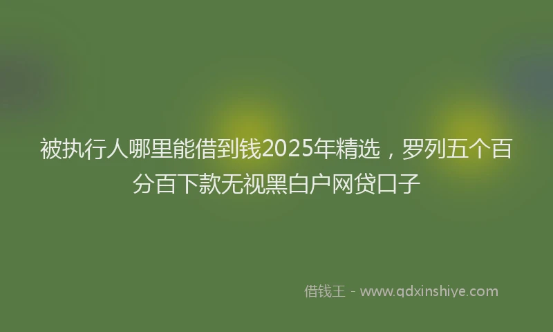 被执行人哪里能借到钱2025年精选，罗列五个百分百下款无视黑白户网贷口子