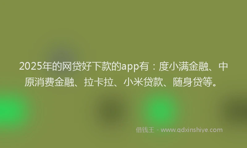 2025年的网贷好下款的app有：度小满金融、中原消费金融、拉卡拉、小米贷款、随身贷等。