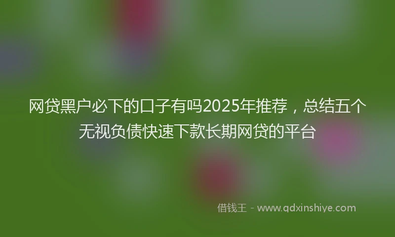 网贷黑户必下的口子有吗2025年推荐，总结五个无视负债快速下款长期网贷的平台