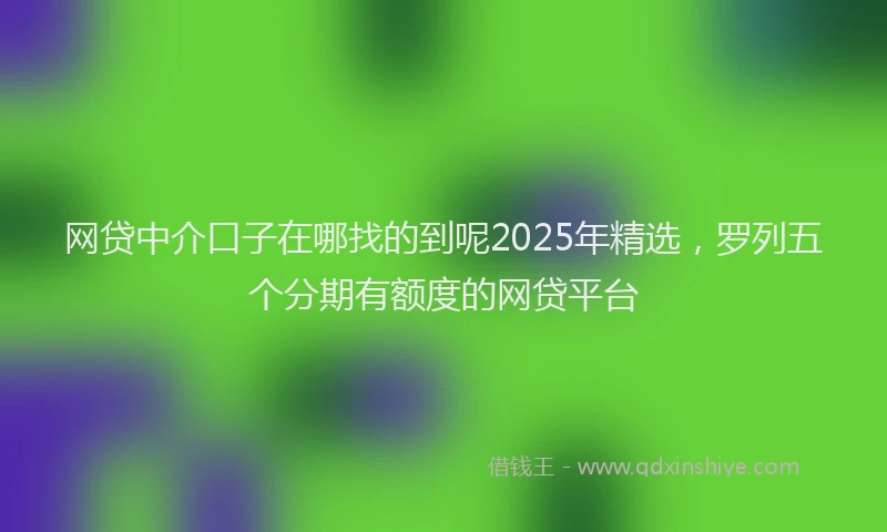 网贷中介口子在哪找的到呢2025年精选，罗列五个分期有额度的网贷平台