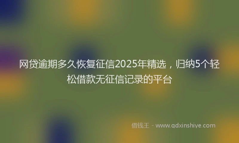 网贷逾期多久恢复征信2025年精选，归纳5个轻松借款无征信记录的平台