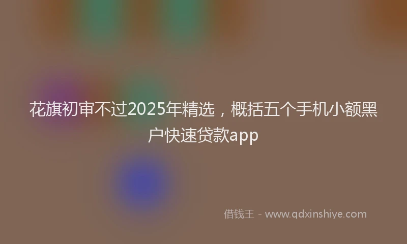 花旗初审不过2025年精选，概括五个手机小额黑户快速贷款app