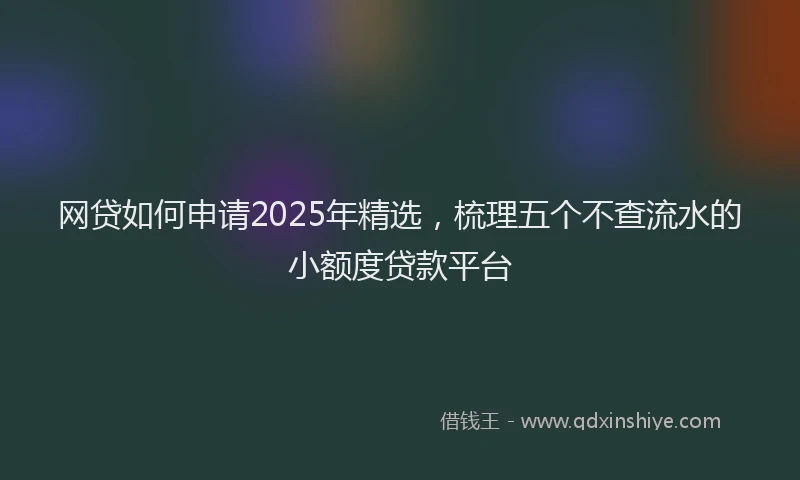 网贷如何申请2025年精选，梳理五个不查流水的小额度贷款平台