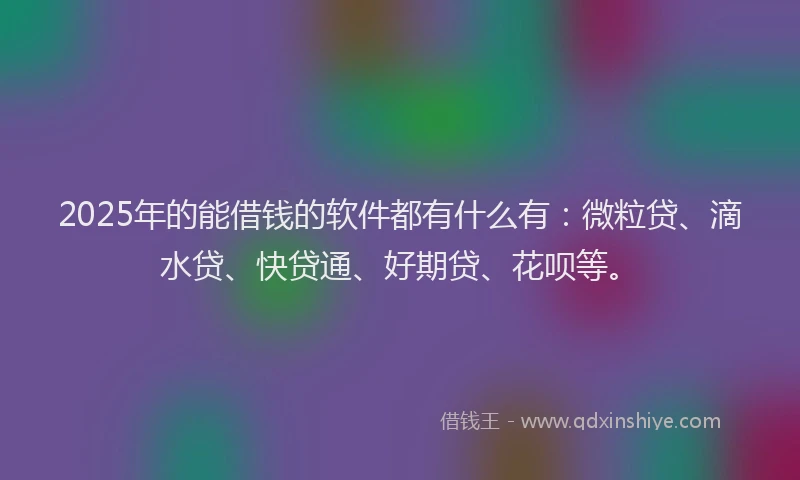 2025年的能借钱的软件都有什么有：微粒贷、滴水贷、快贷通、好期贷、花呗等。