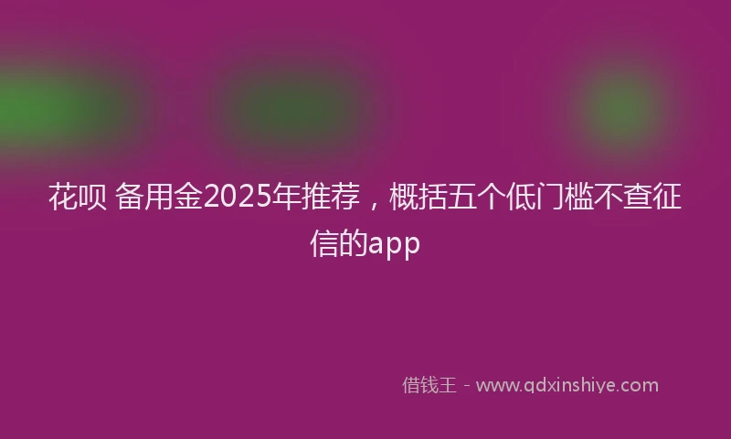花呗 备用金2025年推荐，概括五个低门槛不查征信的app