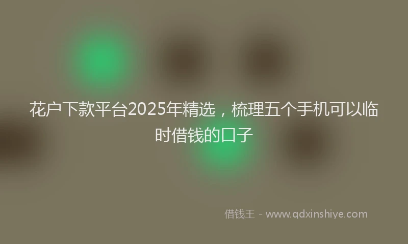 花户下款平台2025年精选，梳理五个手机可以临时借钱的口子