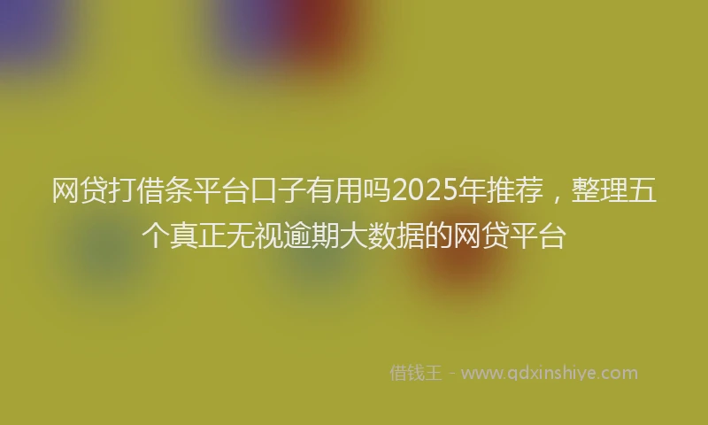 网贷打借条平台口子有用吗2025年推荐，整理五个真正无视逾期大数据的网贷平台