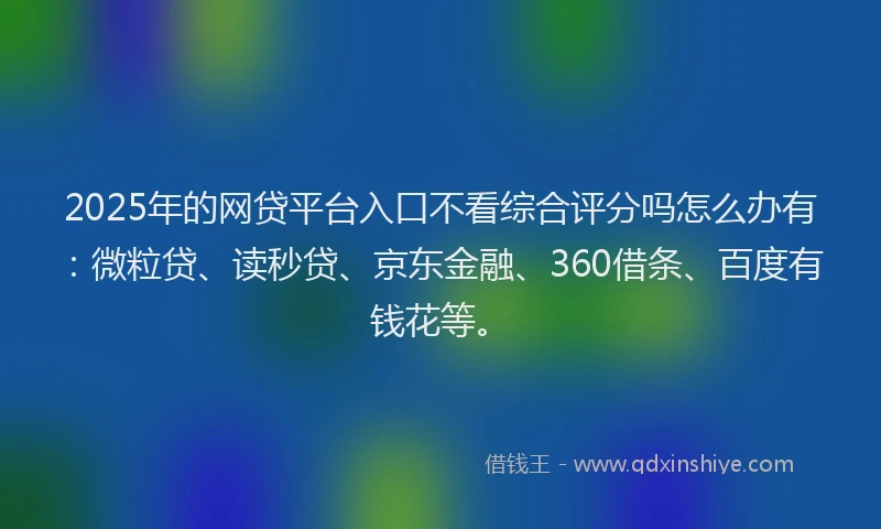 2025年的网贷平台入口不看综合评分吗怎么办有：微粒贷、读秒贷、京东金融、360借条、百度有钱花等。