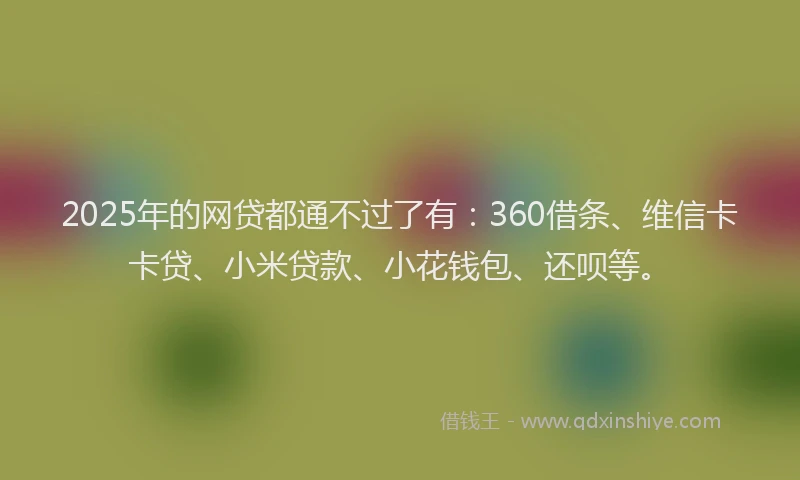 2025年的网贷都通不过了有：360借条、维信卡卡贷、小米贷款、小花钱包、还呗等。