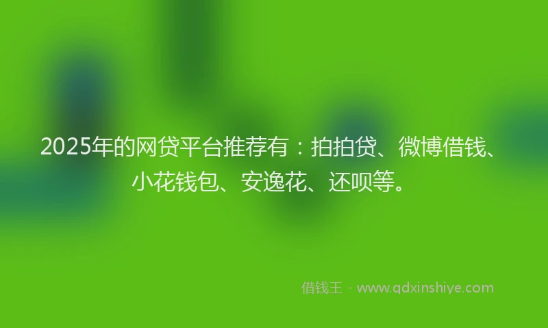 2025年的网贷平台推荐有：拍拍贷、微博借钱、小花钱包、安逸花、还呗等。