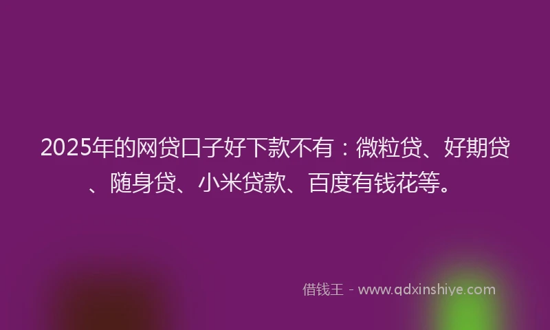 2025年的网贷口子好下款不有：微粒贷、好期贷、随身贷、小米贷款、百度有钱花等。