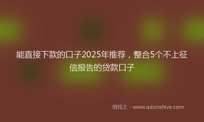 能直接下款的口子2025年推荐，整合5个不上征信报告的贷款口子