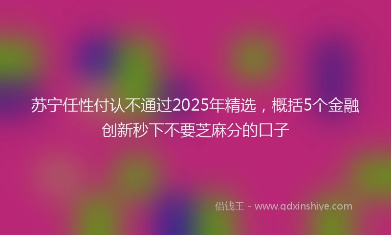 苏宁任性付认不通过2025年精选，概括5个金融创新秒下不要芝麻分的口子