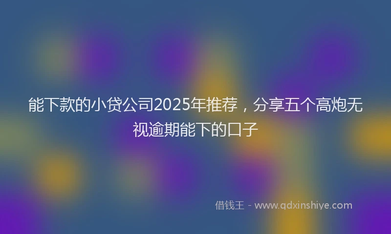 能下款的小贷公司2025年推荐，分享五个高炮无视逾期能下的口子