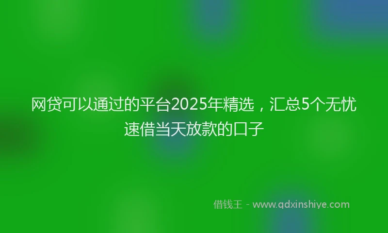 网贷可以通过的平台2025年精选，汇总5个无忧速借当天放款的口子