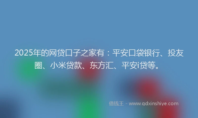 2025年的网贷口子之家有：平安口袋银行、投友圈、小米贷款、东方汇、平安i贷等。