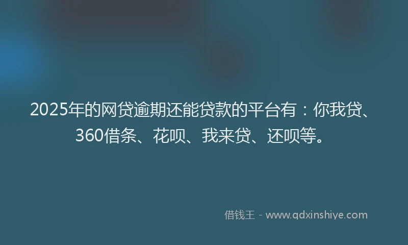 2025年的网贷逾期还能贷款的平台有：你我贷、360借条、花呗、我来贷、还呗等。