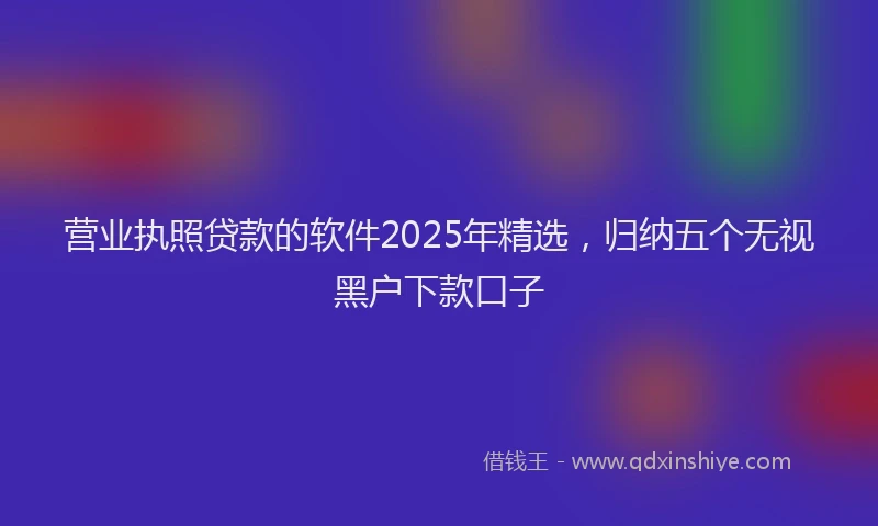 营业执照贷款的软件2025年精选，归纳五个无视黑户下款口子