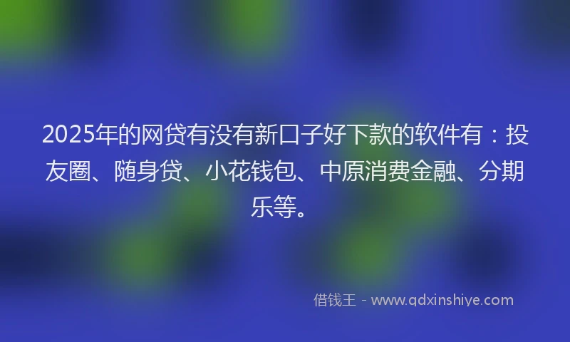 2025年的网贷有没有新口子好下款的软件有：投友圈、随身贷、小花钱包、中原消费金融、分期乐等。