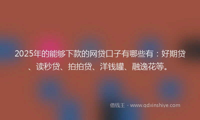 2025年的能够下款的网贷口子有哪些有：好期贷、读秒贷、拍拍贷、洋钱罐、融逸花等。