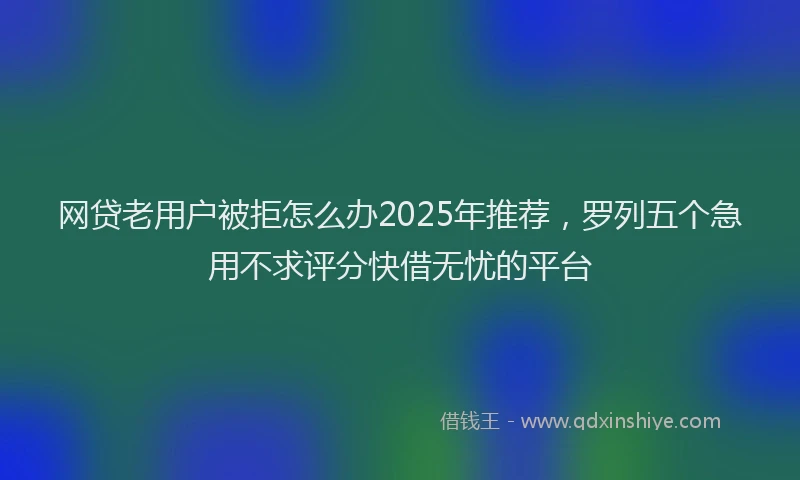 网贷老用户被拒怎么办2025年推荐，罗列五个急用不求评分快借无忧的平台
