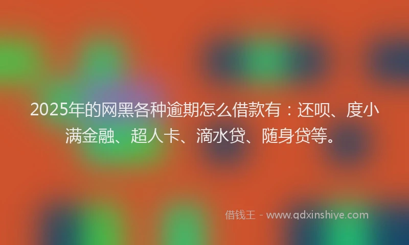 2025年的网黑各种逾期怎么借款有：还呗、度小满金融、超人卡、滴水贷、随身贷等。