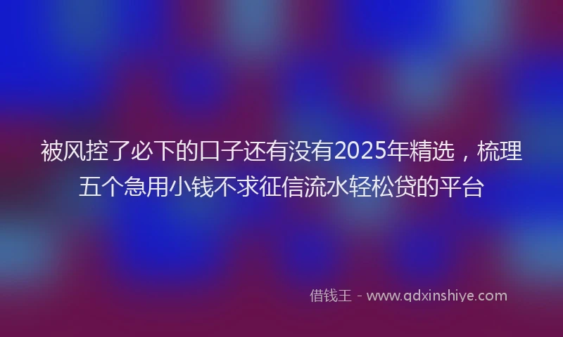 被风控了必下的口子还有没有2025年精选，梳理五个急用小钱不求征信流水轻松贷的平台