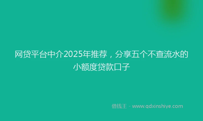 网贷平台中介2025年推荐，分享五个不查流水的小额度贷款口子